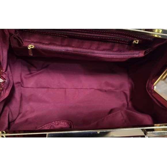 Candace Christian Stella Burgundy Red Patent Vegan Leather Top Handle Bag purse - Picture 6 of 10